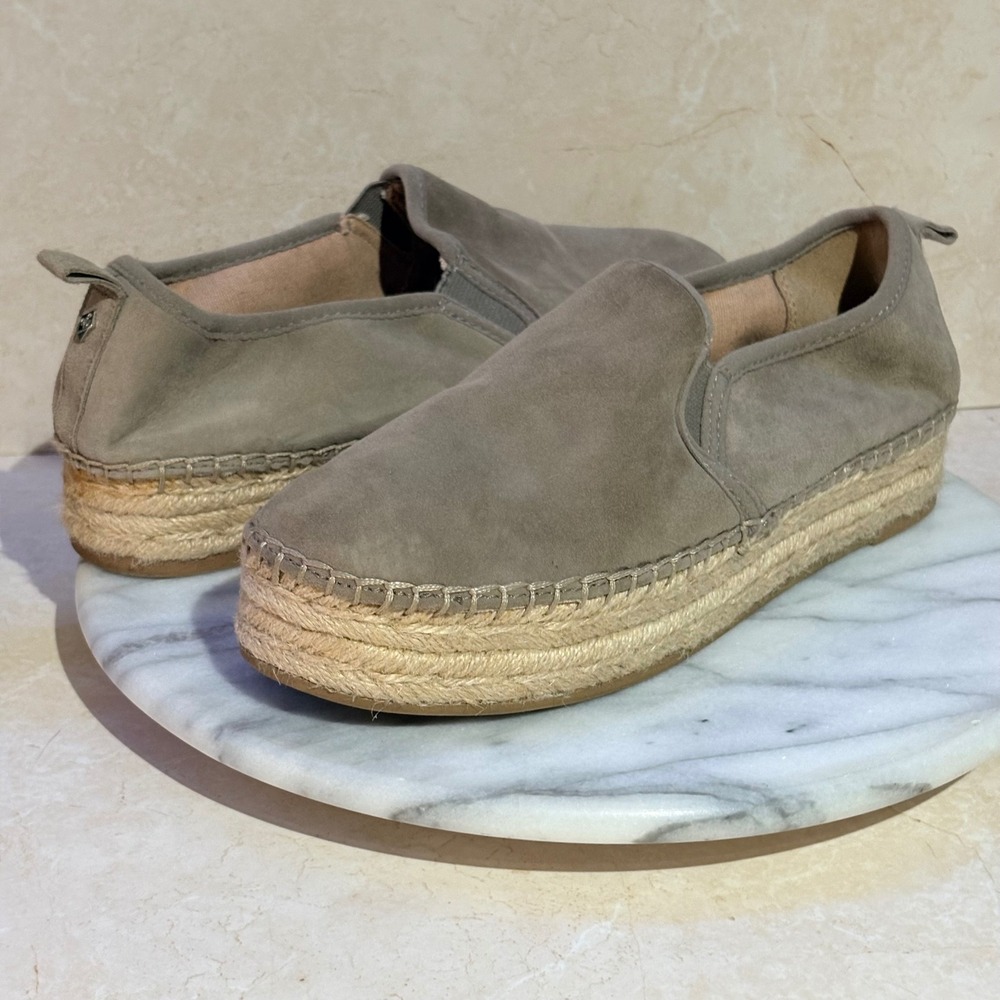 Sam Edelman Carrin Taupe Suede Platform Espadrille Slip On Shoes Womens 8M
